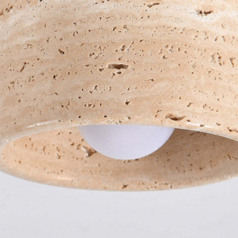 Japanese Round Stone Wood Ceiling Light