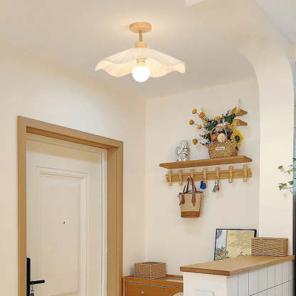 Contemporary Coastal Wood Wave Ceiling Light