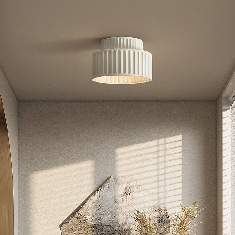 Scandinavian Cylinder Plastic Flush Mount Light