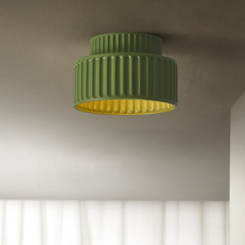Scandinavian Cylinder Plastic Flush Mount Light