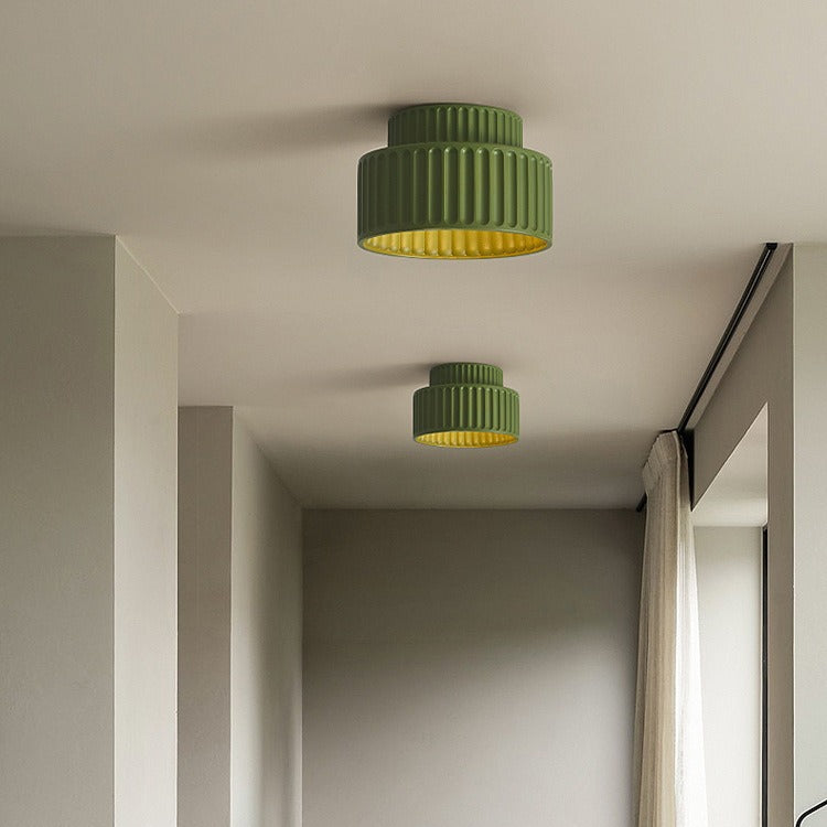 Scandinavian Cylinder Plastic Flush Mount Light