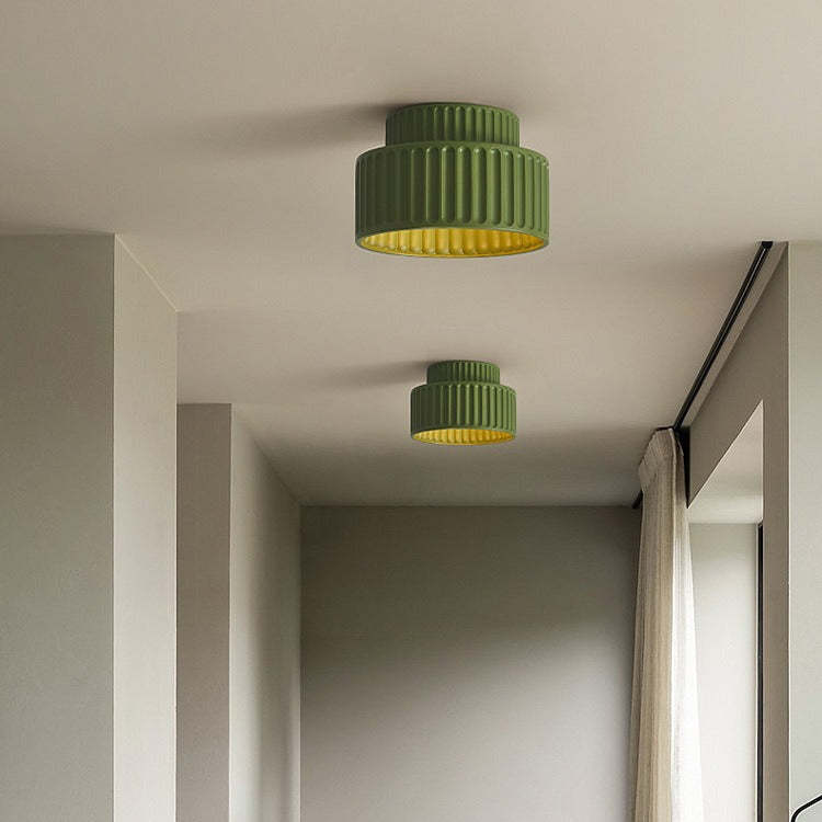 Scandinavian Cylinder Plastic Flush Mount Light