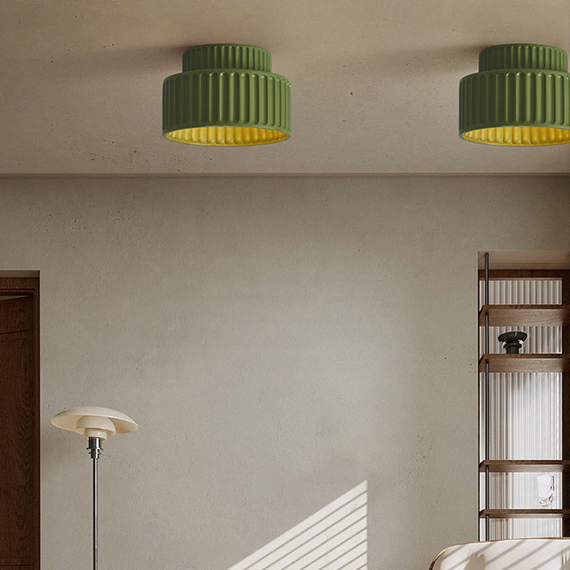 Scandinavian Cylinder Plastic Flush Mount Light