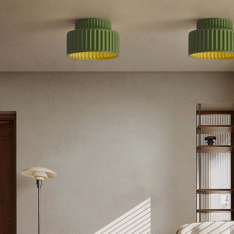 Scandinavian Cylinder Plastic Flush Mount Light
