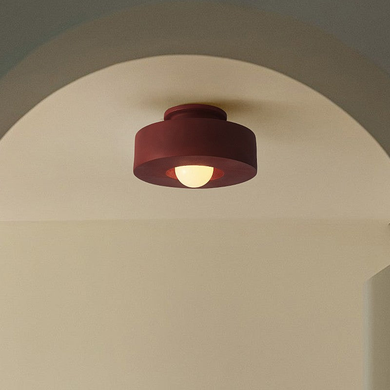 Nordic Round Plastic Semi-Flush Ceiling Light
