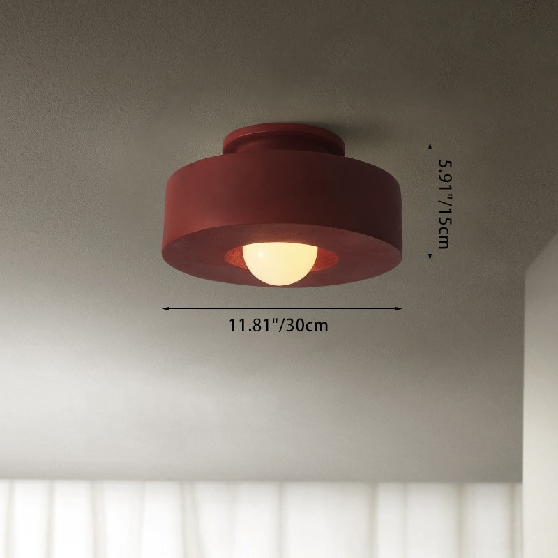 Nordic Round Plastic Semi-Flush Ceiling Light