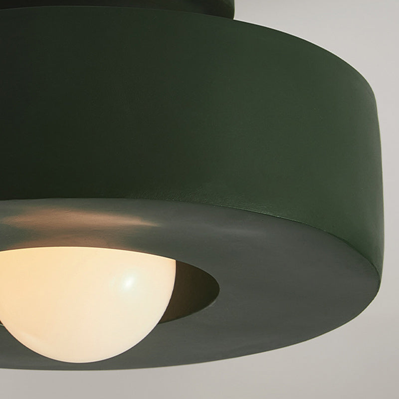 Nordic Round Plastic Semi-Flush Ceiling Light