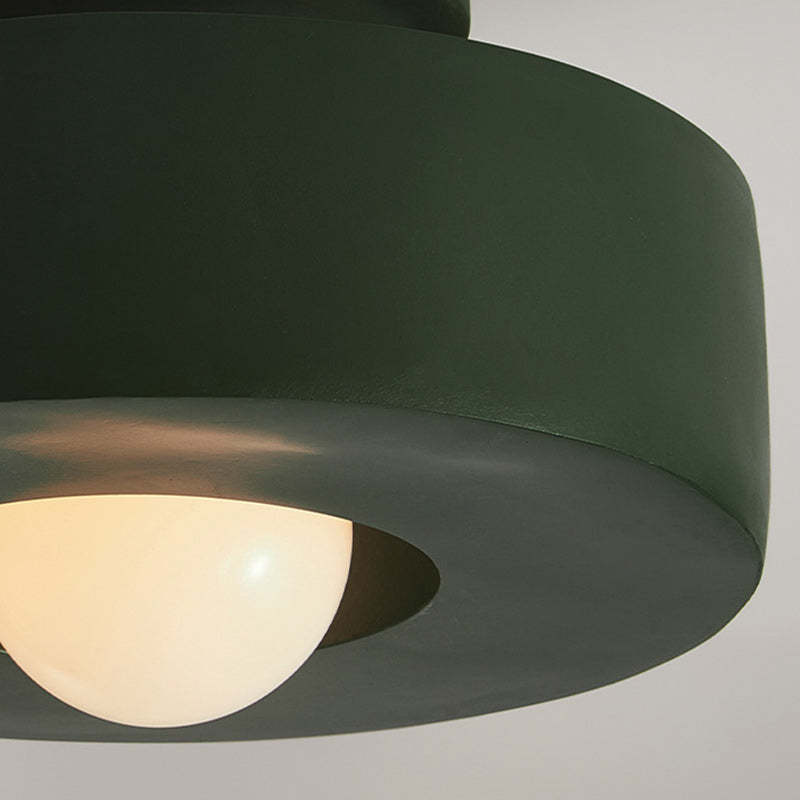 Nordic Round Plastic Semi-Flush Ceiling Light