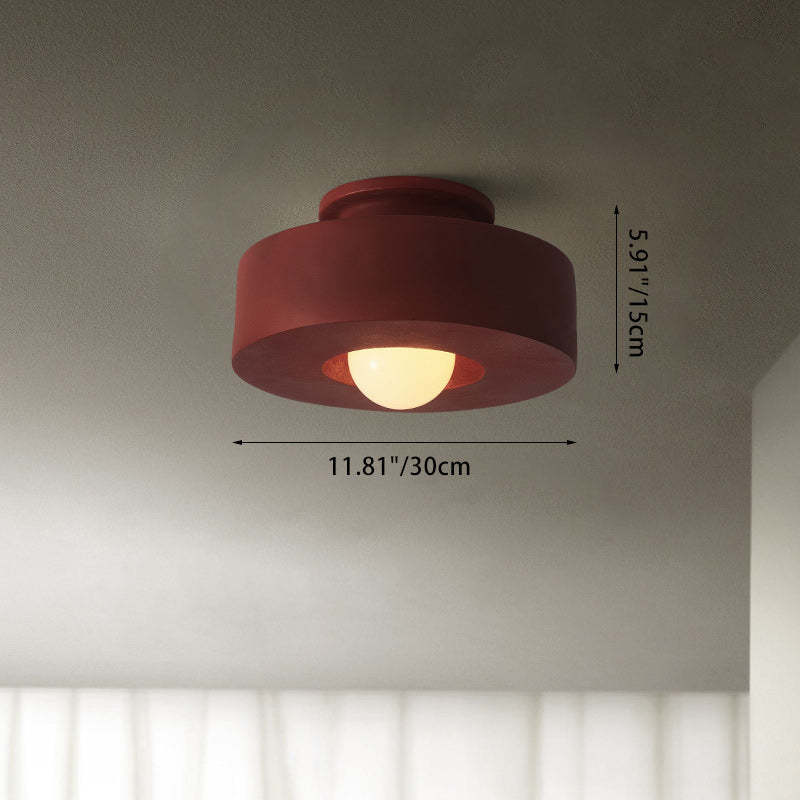 Nordic Round Plastic Semi-Flush Ceiling Light