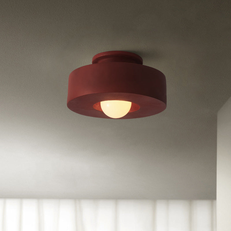 Nordic Round Plastic Semi-Flush Ceiling Light