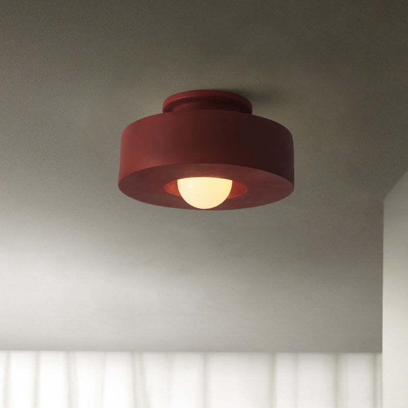 Nordic Round Plastic Semi-Flush Ceiling Light