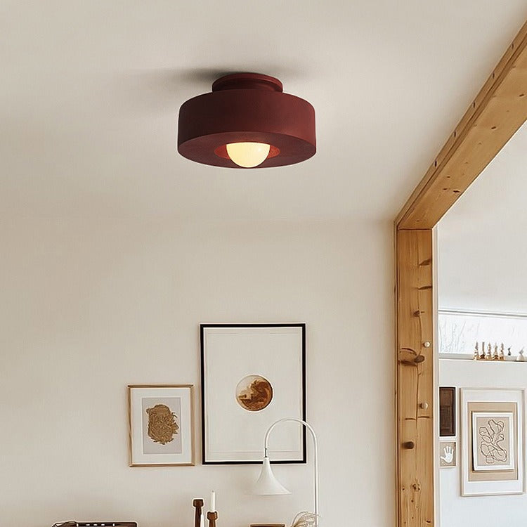 Red nordic semi-flush round semi-flush mount light — 220V-240V (UK/AU)