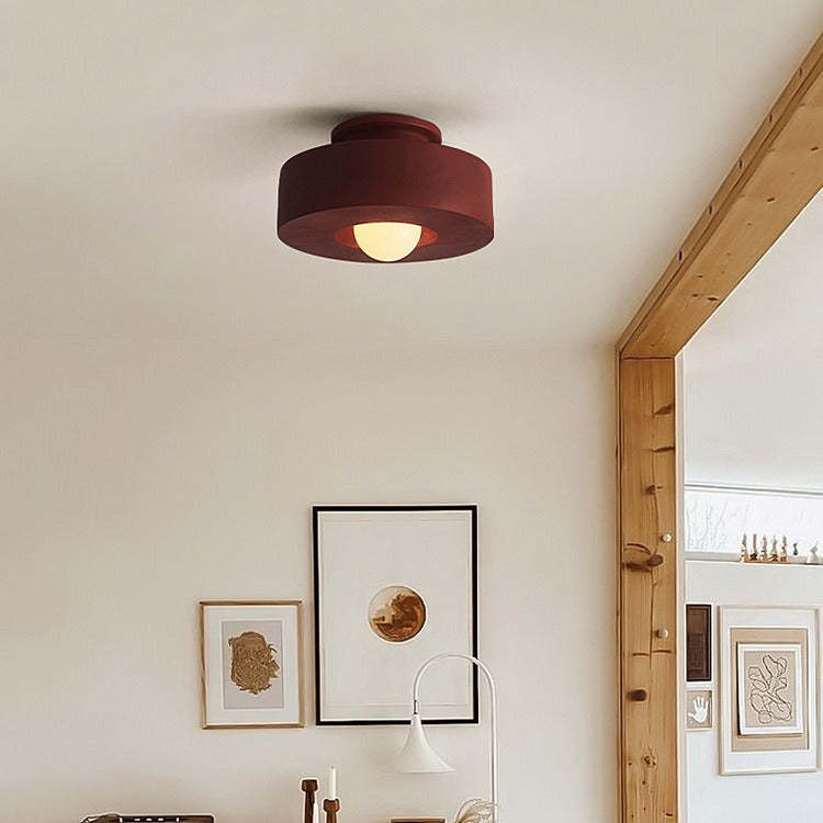 Nordic Round Plastic Semi-Flush Ceiling Light