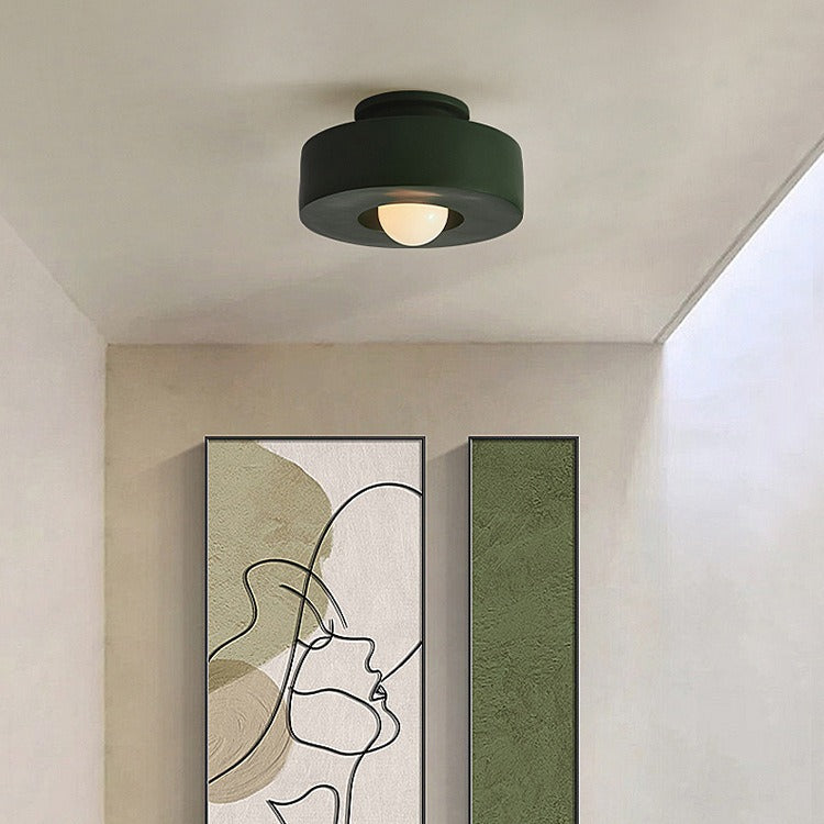 Nordic Round Plastic Semi-Flush Ceiling Light