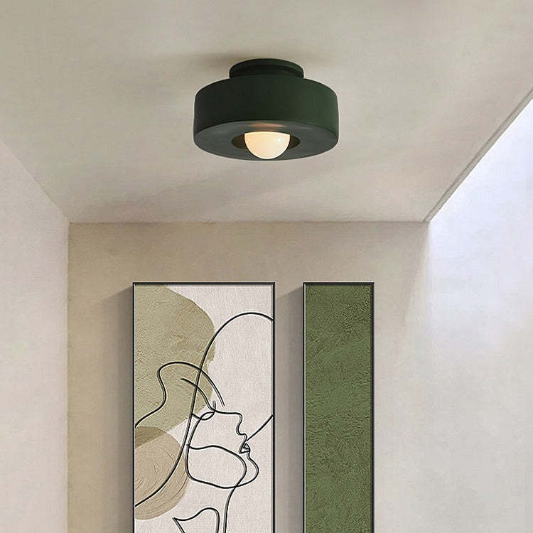 Nordic Round Plastic Semi-Flush Ceiling Light