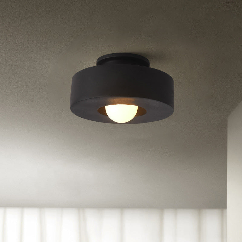 Nordic Round Plastic Semi-Flush Ceiling Light