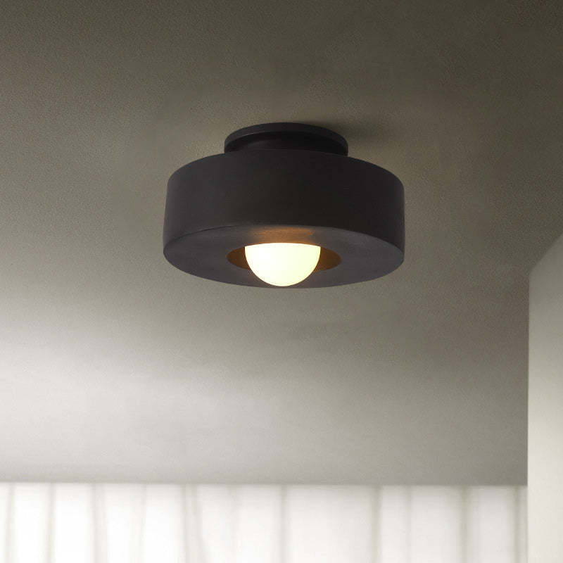 Nordic Round Plastic Semi-Flush Ceiling Light