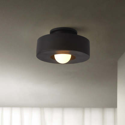 Nordic Round Plastic Semi-Flush Ceiling Light
