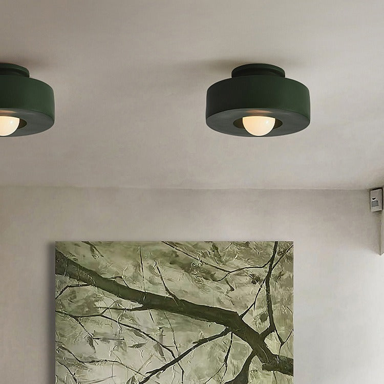 Nordic Round Plastic Semi-Flush Ceiling Light