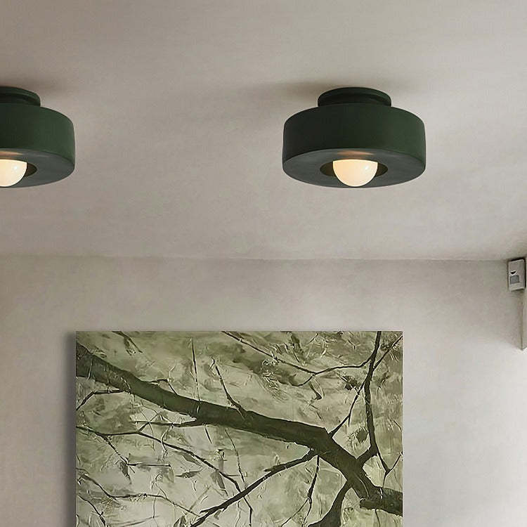 Nordic Round Plastic Semi-Flush Ceiling Light