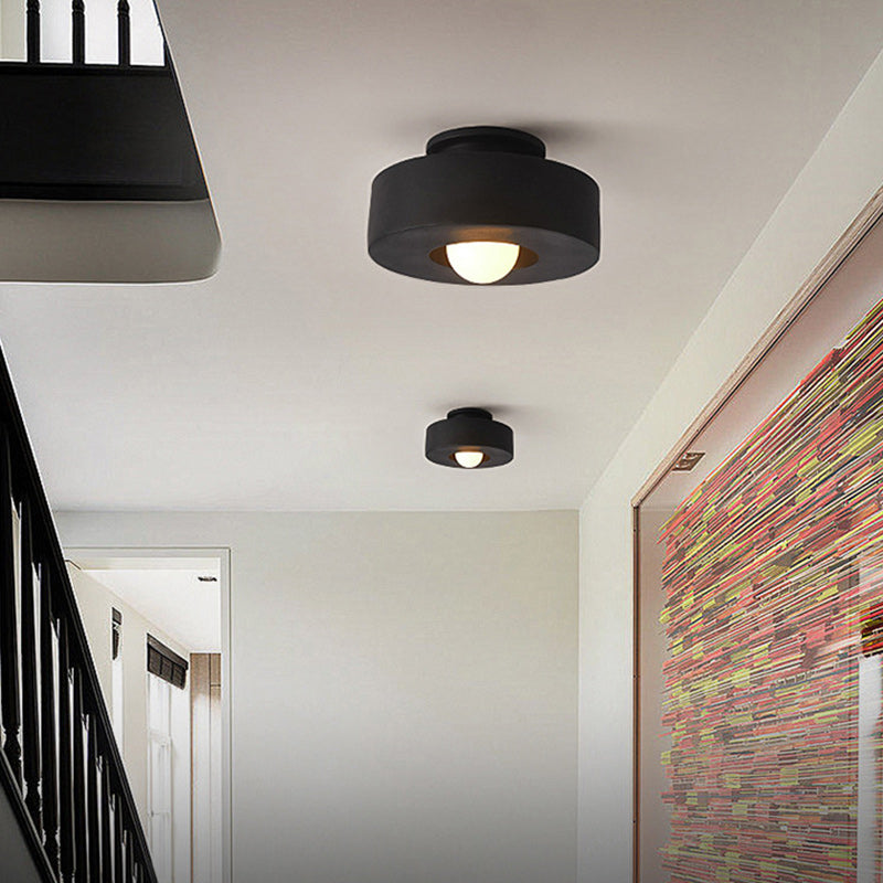 Nordic Round Plastic Semi-Flush Ceiling Light