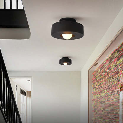 Nordic Round Plastic Semi-Flush Ceiling Light