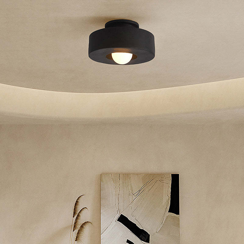 Nordic Round Plastic Semi-Flush Ceiling Light