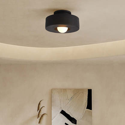 Nordic Round Plastic Semi-Flush Ceiling Light