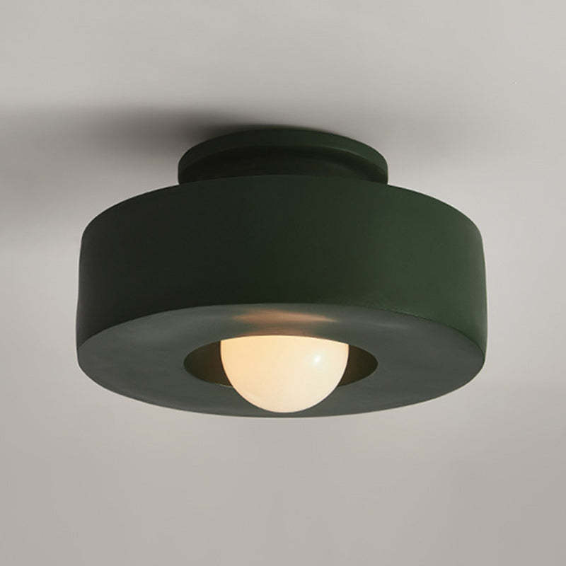 Nordic Round Plastic Semi-Flush Ceiling Light