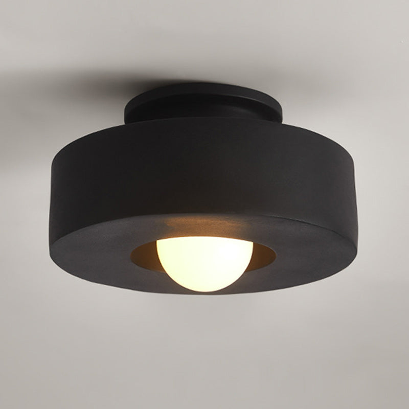Nordic Round Plastic Semi-Flush Ceiling Light