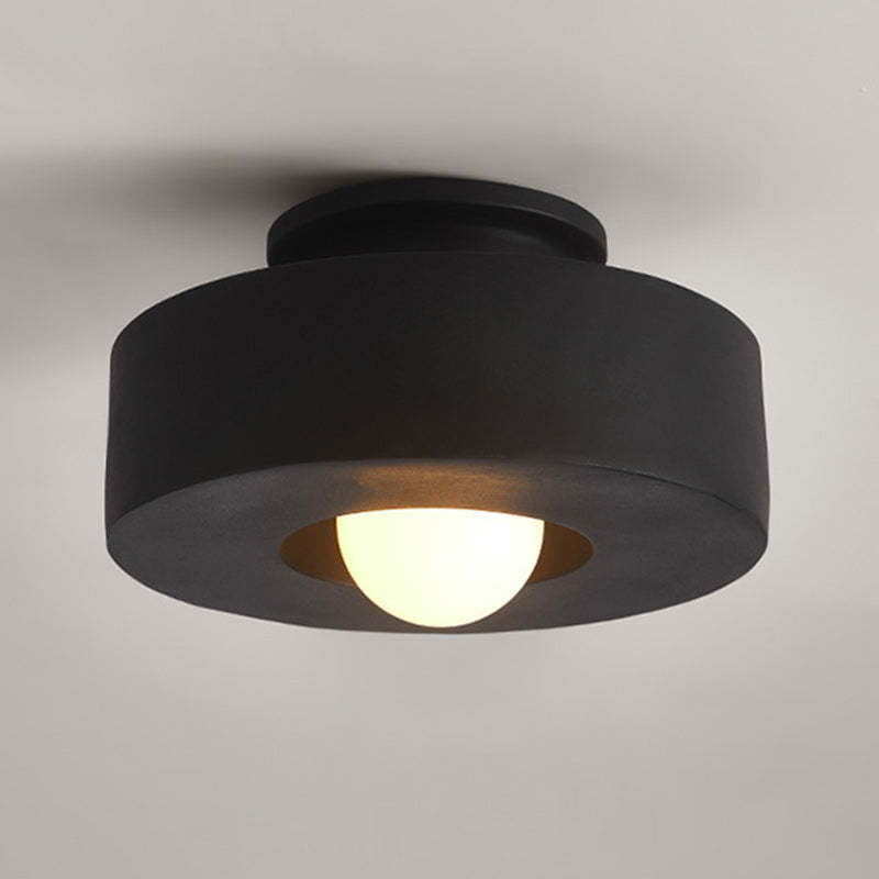 Nordic Round Plastic Semi-Flush Ceiling Light