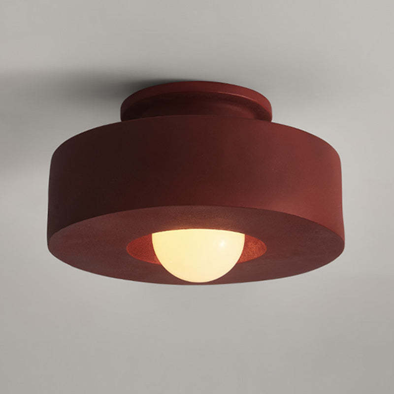 Nordic Round Plastic Semi-Flush Ceiling Light