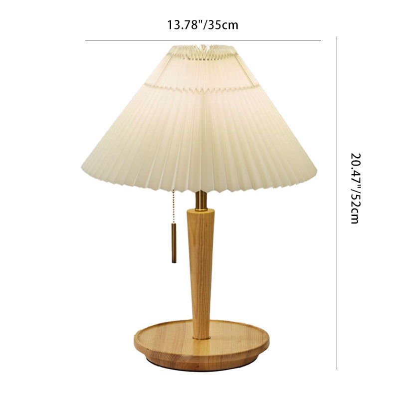 Japanese Dome Wood Fabric Table Lamp