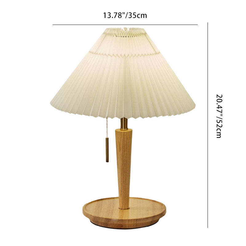Japanese Dome Wood Fabric Table Lamp