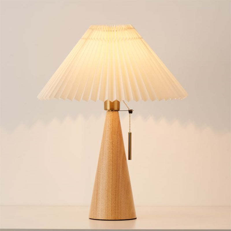 Japanese Dome Wood Fabric Table Lamp