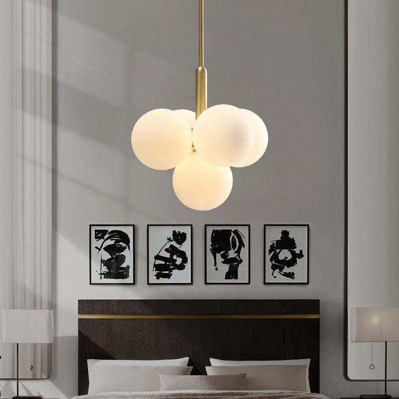 Contemporary Luxe Globe Iron Glass Chandelier