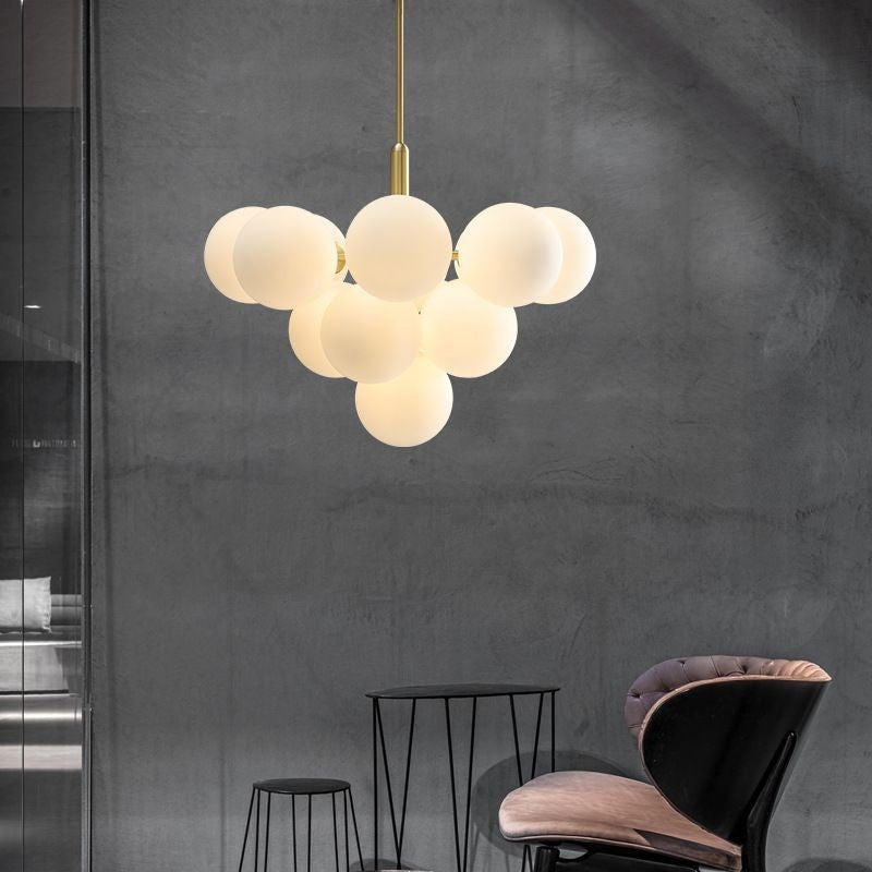 Contemporary Luxe Globe Iron Glass Chandelier