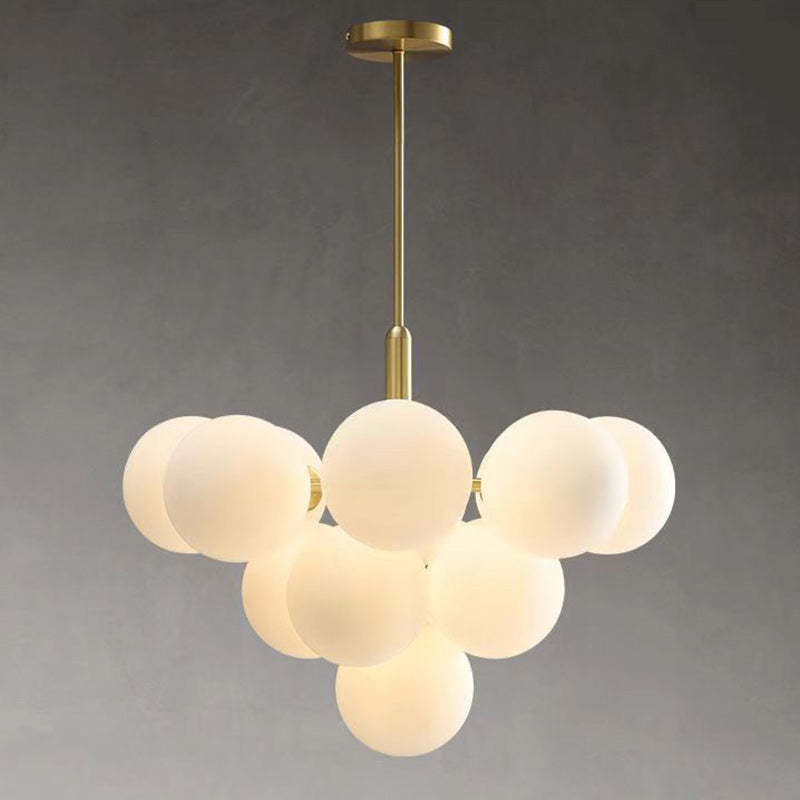 Contemporary Luxe Globe Iron Glass Chandelier