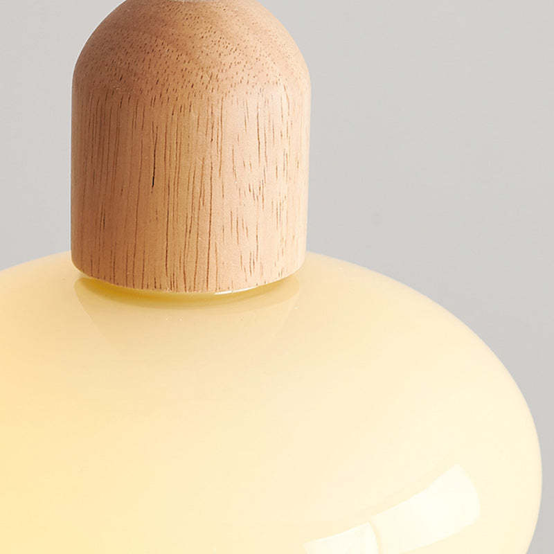 Nordic Round Wood Glass Pendant Light