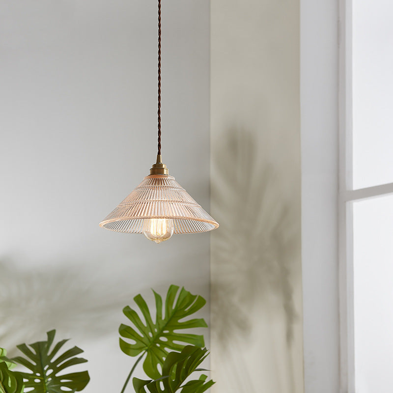 Brass glass cone pendant lighting - nordic — 220V-240V (UK/AU)
