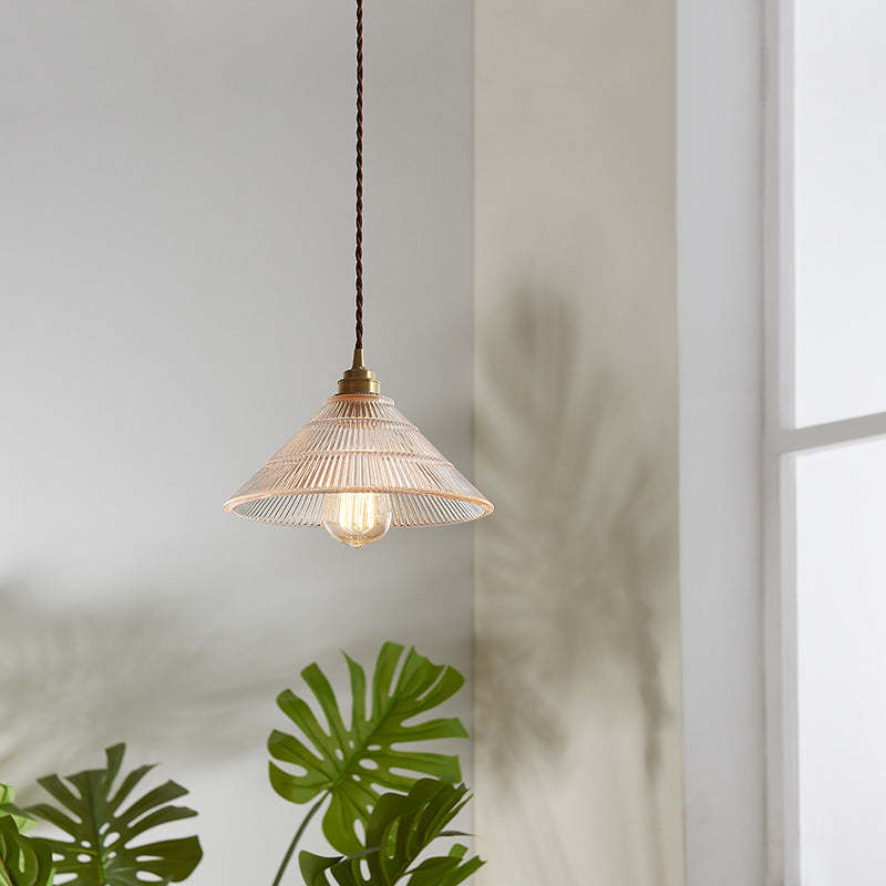Scandinavian Cone Copper Glass Pendant Light