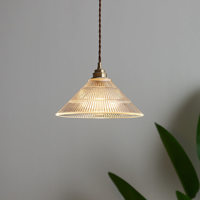 Scandinavian Cone Copper Glass Pendant Light