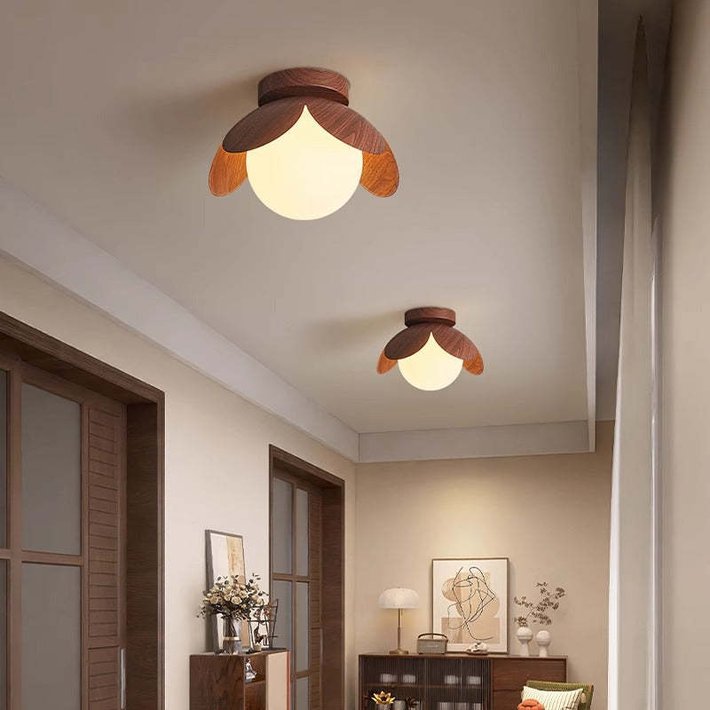 Japanese Globe Iron Glass Ceiling Light