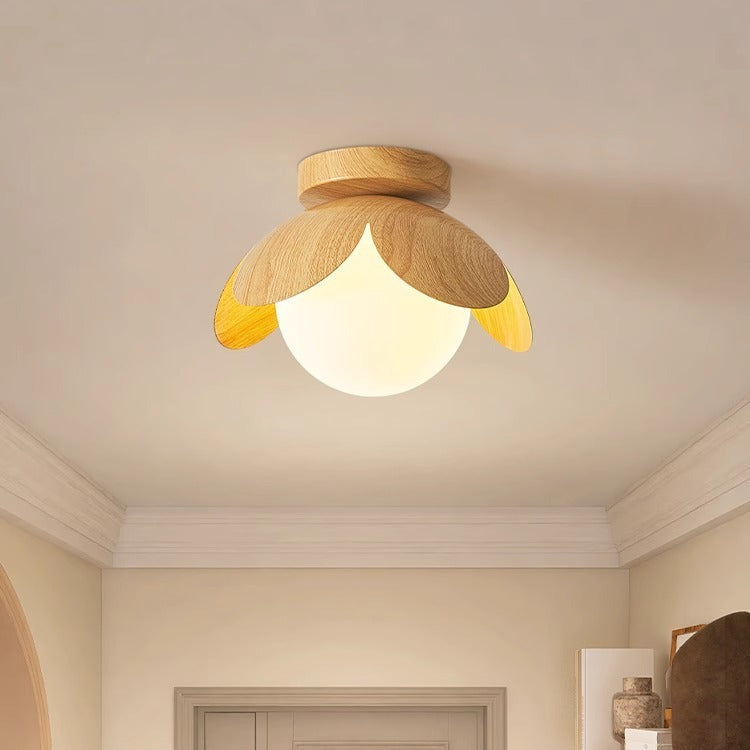Japanese Globe Iron Glass Ceiling Light