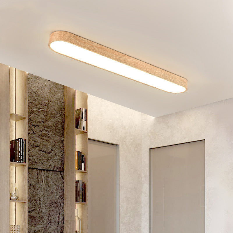 Nordic Rectangular Wood Acrylic LED Flush Mount Light