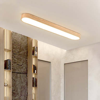 Nordic Rectangular Wood Acrylic LED Flush Mount Light