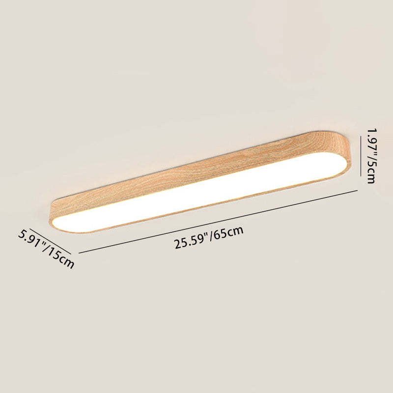 Nordic Rectangular Wood Acrylic LED Flush Mount Light