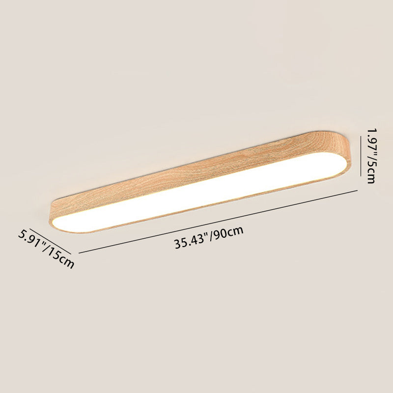 Nordic Rectangular Wood Acrylic LED Flush Mount Light