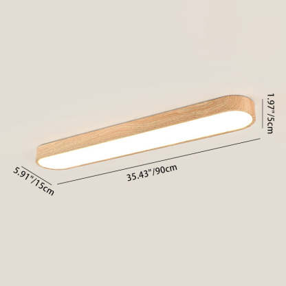 Nordic Rectangular Wood Acrylic LED Flush Mount Light