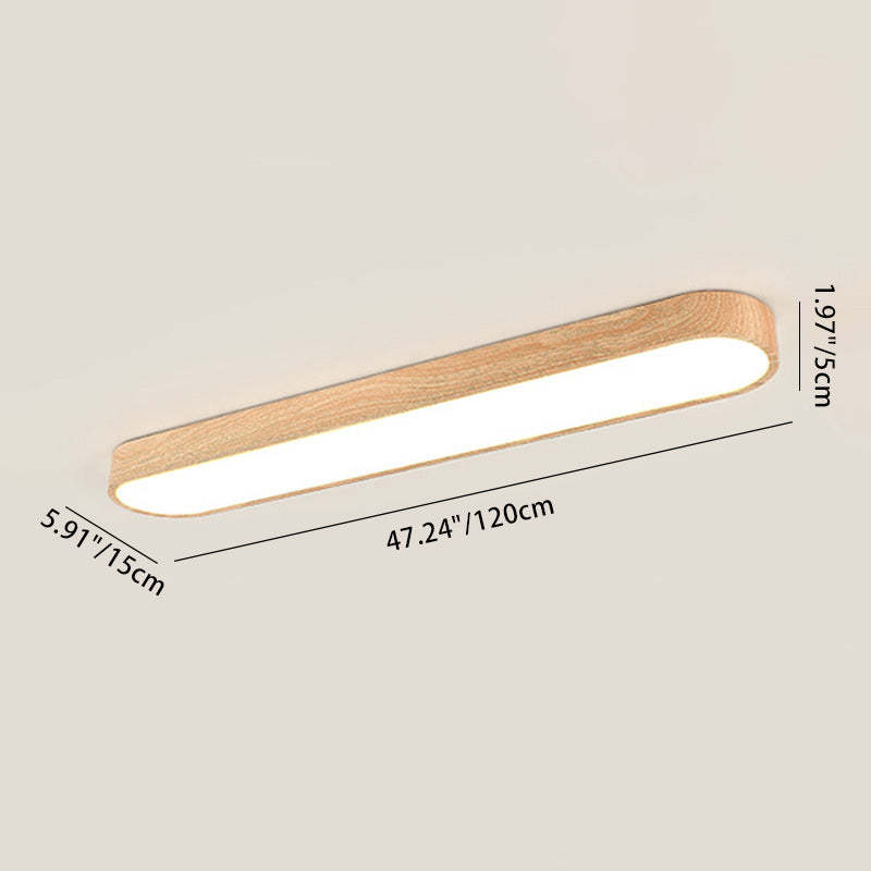 Nordic Rectangular Wood Acrylic LED Flush Mount Light